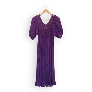 Vintage 70s Chandni Purple Maxi Dress with Balloon Sleeves